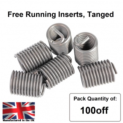 10-32 x 1D UNF, Free Running, Tanged, Wire Thread Repair Insert, 304/A2 Stainless (Pack 100)
