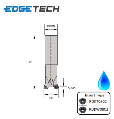 20mm 2 Flute (Long) Indexable 0 Profile End Milling Cutter (Plain Shank) G90RKE Edgetech