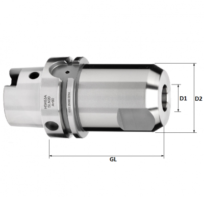 HSK63A 12mm End Mill/Weldon Holder, 100mm GL, (High Accuracy)