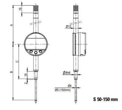 0 - 50mm Travel (0.01mm / 0.0005'' Resolution), IP54 Splash Proof, Digital Indicator (Plunger), S_Dial WORK Advanced  30-805-5601 Sylvac