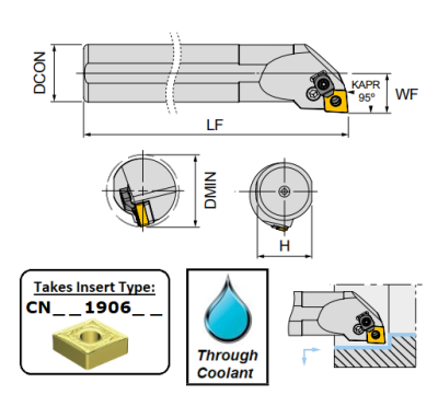 A50U PCLNL19C (95Deg) Lever Clamp Boring Bar