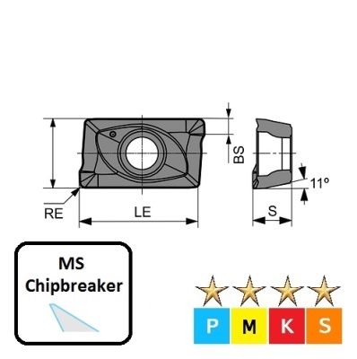 APKT 160408-MS ET612 Carbide 90 Shoulder Milling Inserts