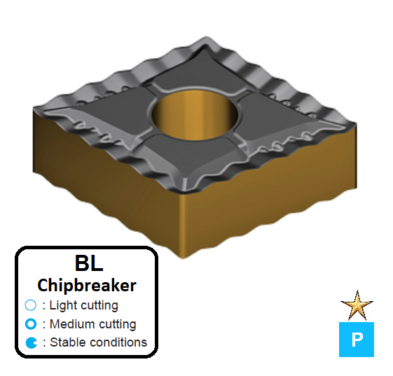 CNMG 120412-BL ET315C Carbide Light to Medium Cutting Inserts Edgetech