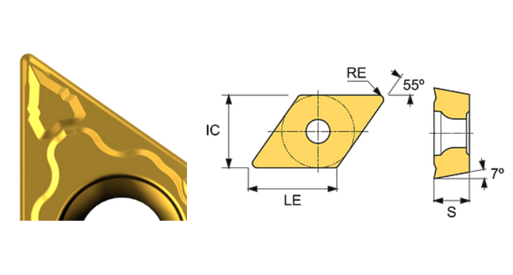 DCMT 070204-MM ET21P Carbide Medium Cutting Inserts Edgetech