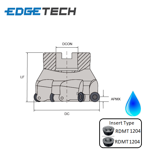 50mm 4 Flute Indexable 0 Profiling Shell Mill/Face Milling Cutter G90RF Edgetech (RM12)