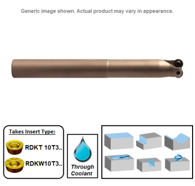 20mm 2 Flute (Long) Indexable 0 Profile End Milling Cutter (Plain Shank) G90RKE (RD10)