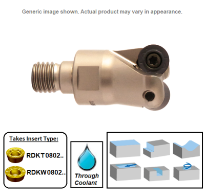 16mm 2 Flute Indexable 0 Modular Profile End Milling Cutter (M8 Shank) G90RKM (RD08)