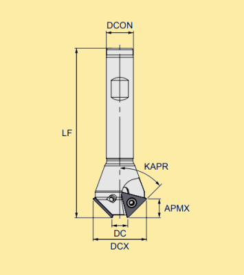 5mm (Min) / 26mm (Max) 1 Flute (3 Edges) Indexable 45 Chamfer Milling Cutter (Flatted Shank) G45CE Edgetech