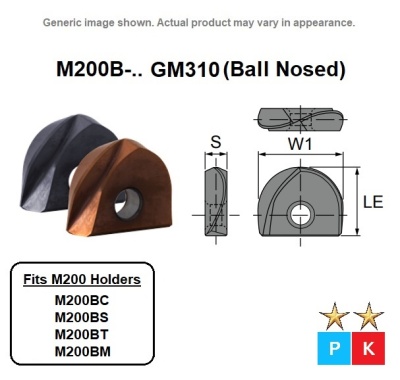 30mm (15 Rad) GM310 Ball Nose Profiling Insert Carbide M200-B