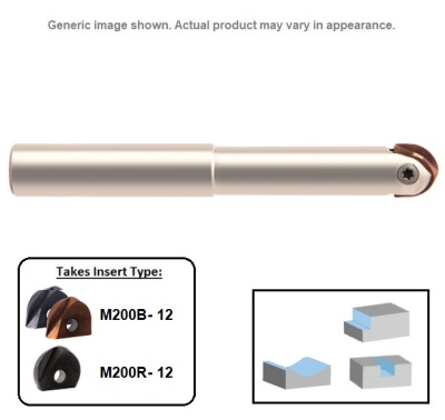 12mm Single Tip, Profile Mill Body (Straight) Long Length Steel Shank M200BS