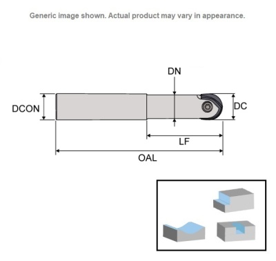 30mm Single Tip, Profile Mill Body (Straight) Long Length Steel Shank M200BS