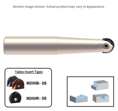 8mm Single Tip, Profile Mill Body (Tapered) Long Length Steel Shank M200BT-08