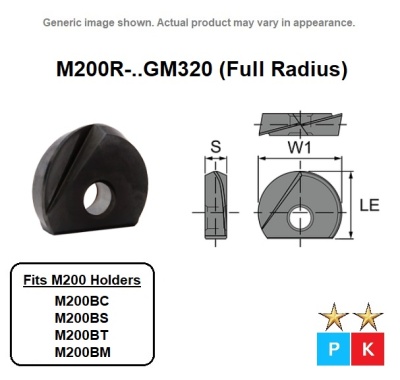 25mm (12.5 Rad) GM320 Full Radius Profiling Insert Carbide M200-R