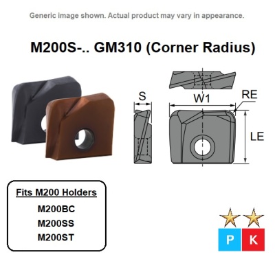 12mm GM310 Square End (2.0 Rad) Profiling Insert Carbide M200-S