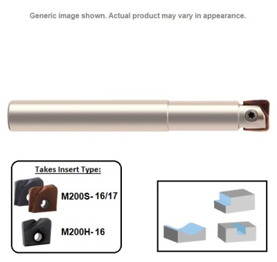 16mm Single Tip, Profile Mill Body (Straight) Long Length Steel Shank M200SS