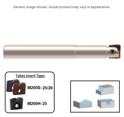 25mm Single Tip, Profile Mill Body (Straight) Long Length Steel Shank M200SS