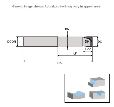 20mm Single Tip, Profile Mill Body (Straight) Long Length Steel Shank M200SS