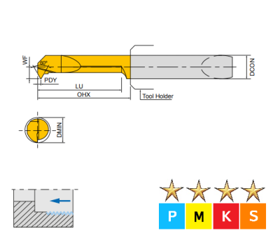 MGTR 0.5mm - 0.75mm 60Degree Miniature Threading Tool (5mm Dia. Shank) Unimaster MG