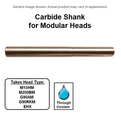 16mm Dia. Head (M8 Internal Thread) Straight Neck, Medium Length, Carbide Shank for Modular Heads