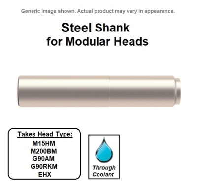 16mm Dia. Head (M8 Internal Thread) Straight Neck, Medium Length, Steel Shank for Modular Heads