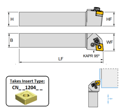 PCLNL 1616 H12 (95Deg) Lever Lock Toolholder