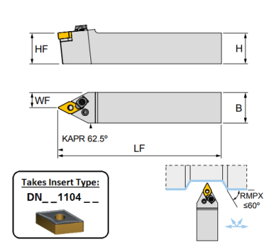 PDNNN 1616 H11 (62.5Deg) Lever Lock Toolholder