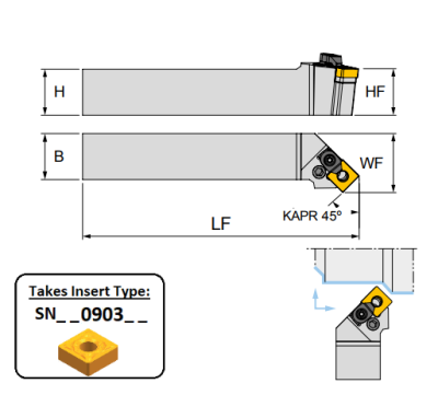 PSSNL 1616 H09 (45Deg) Lever Lock Toolholder