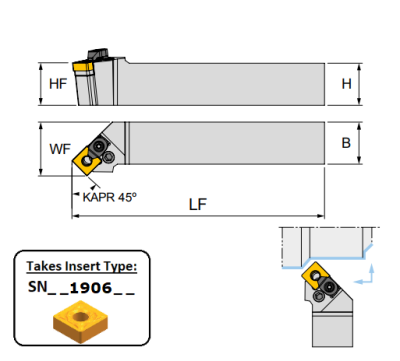 PSSNR 4040 S19C (45Deg) Lever Lock Toolholder