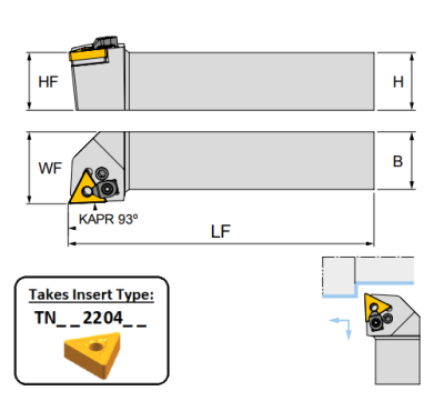 PTJNR 2525 M22C (93Deg) Lever Lock Toolholder