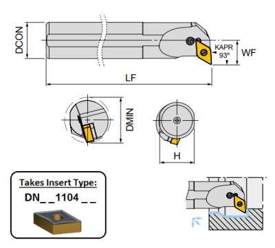 S20R PDUNL11 (93Deg) Lever Clamp Boring Bar