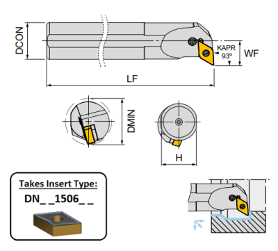 S32T PDUNL15 (93Deg) Lever Clamp Boring Bar