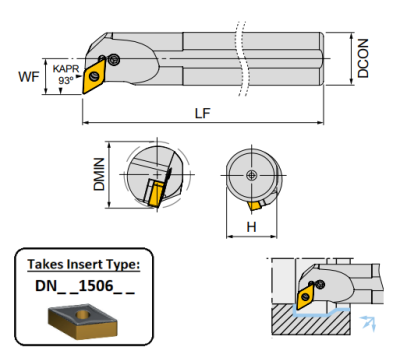 S32T PDUNR15 (93Deg) Lever Clamp Boring Bar