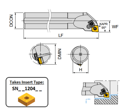 S25S PSKNL12C (95Deg) Lever Clamp Boring Bar