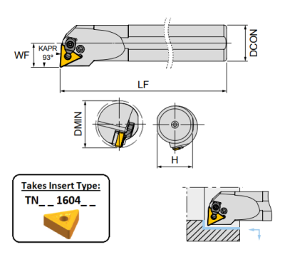 S20R PTUNR16 (93Deg) Lever Clamp Boring Bar