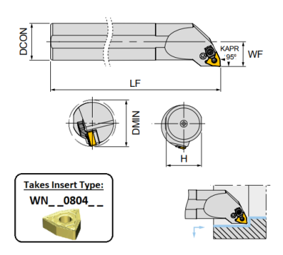 S25S PWLNL08 (95Deg) Lever Clamp Boring Bar