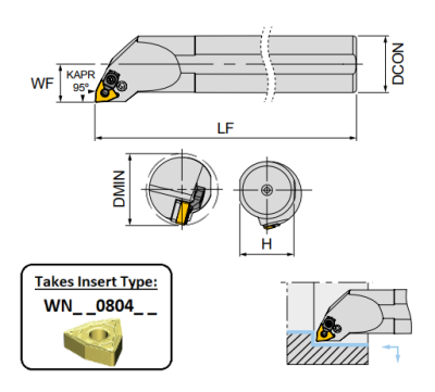 S25S PWLNR08 (95Deg) Lever Clamp Boring Bar