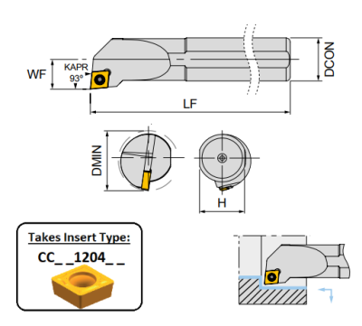 S32T SCLCR12 (93Deg) Screw Lock Boring Bar