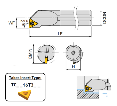 S32T STUCR16 (93Deg) Screw Lock Boring Bar