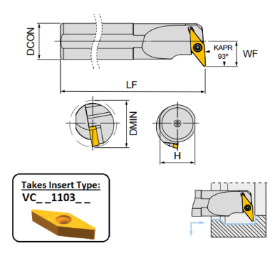 S16P SVUCL11 (93Deg) Screw Lock Boring Bar