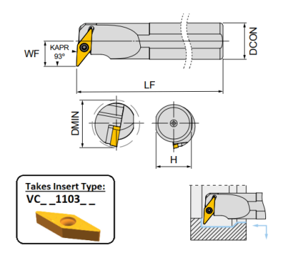 S16P SVUCR11 (93Deg) Screw Lock Boring Bar