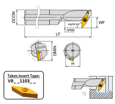 S16P SVXBL11 (93Deg) Screw Lock Boring Bar