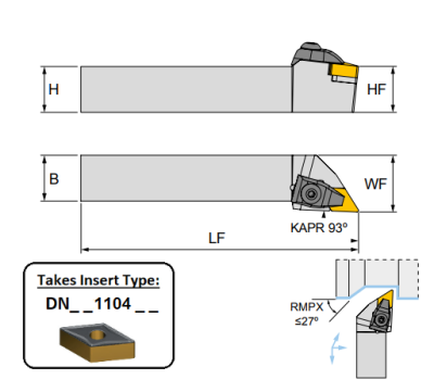 TDJNL 1616 H11 (93Deg) Double Clamp Toolholder -