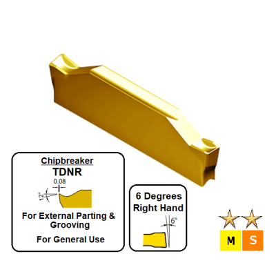 TDNR2002 ET63P Carbide 6 Degrees Right Hand Grooving & Parting Inserts