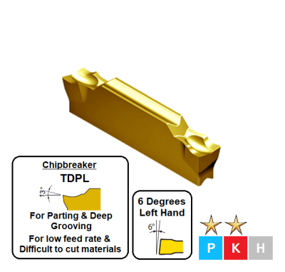 TDPL2002 ET602 Carbide 6 Degrees Left Hand Grooving & Parting Inserts