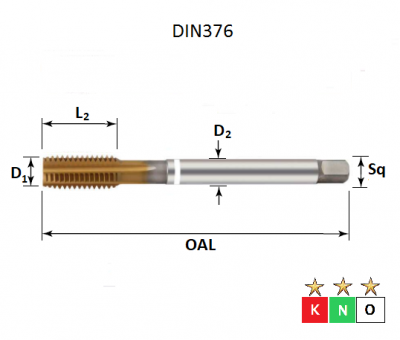 M12 x 1.75 White Ring Metric Coarse Straight Flute TiN Coated Tap DIN376