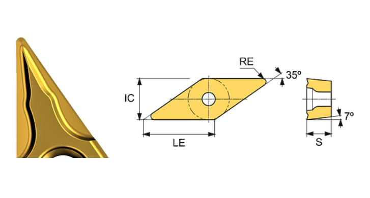 VCGT 110308-MSF ET24P Carbide Finishing to Medium Cutting Inserts Edgetech