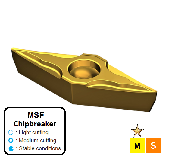 VCGT 110304-MSF ET24P Carbide Finishing to Medium Cutting Inserts Edgetech