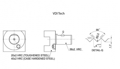 VDI50 (DIN69880) AL, 26mm Capacity, Part Off Blade Holder, Left Hand