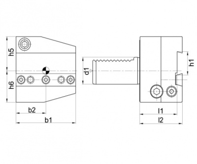 VDI30 (DIN69880) ALU, 26mm Capacity, Part Off Blade Holder, Left Hand, Upside Down/Overhead