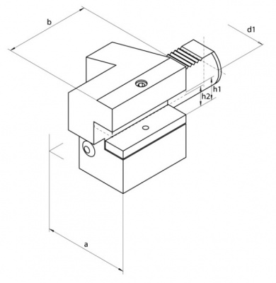 VDI30 (DIN69880) C3, 20mm - 16mm Square Shank, Axial Overhead Tool Holder, Right Hand, (70mm Depth)